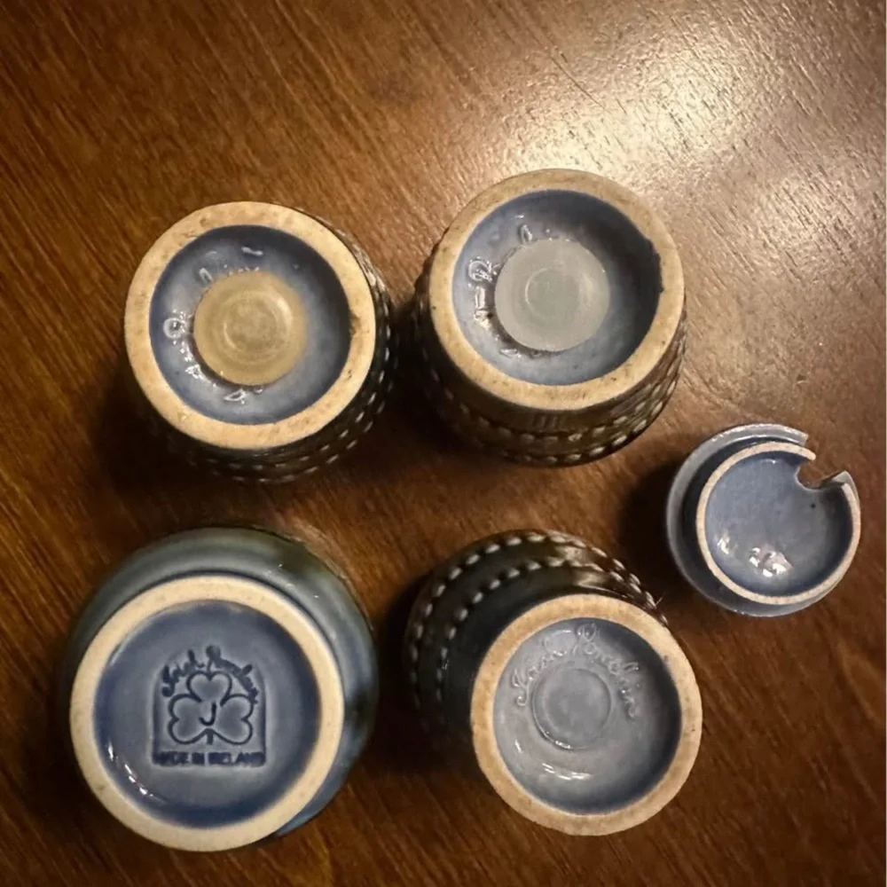 Wade Armagh Irish Porcelain Condiment Set-Salt, Pepper, Mustard Pot and Dish